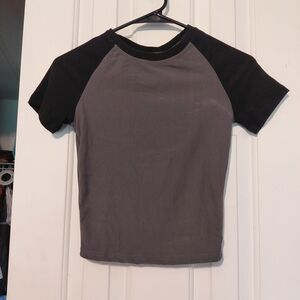 SHEIN Black and Gray Womens Raglan Tee